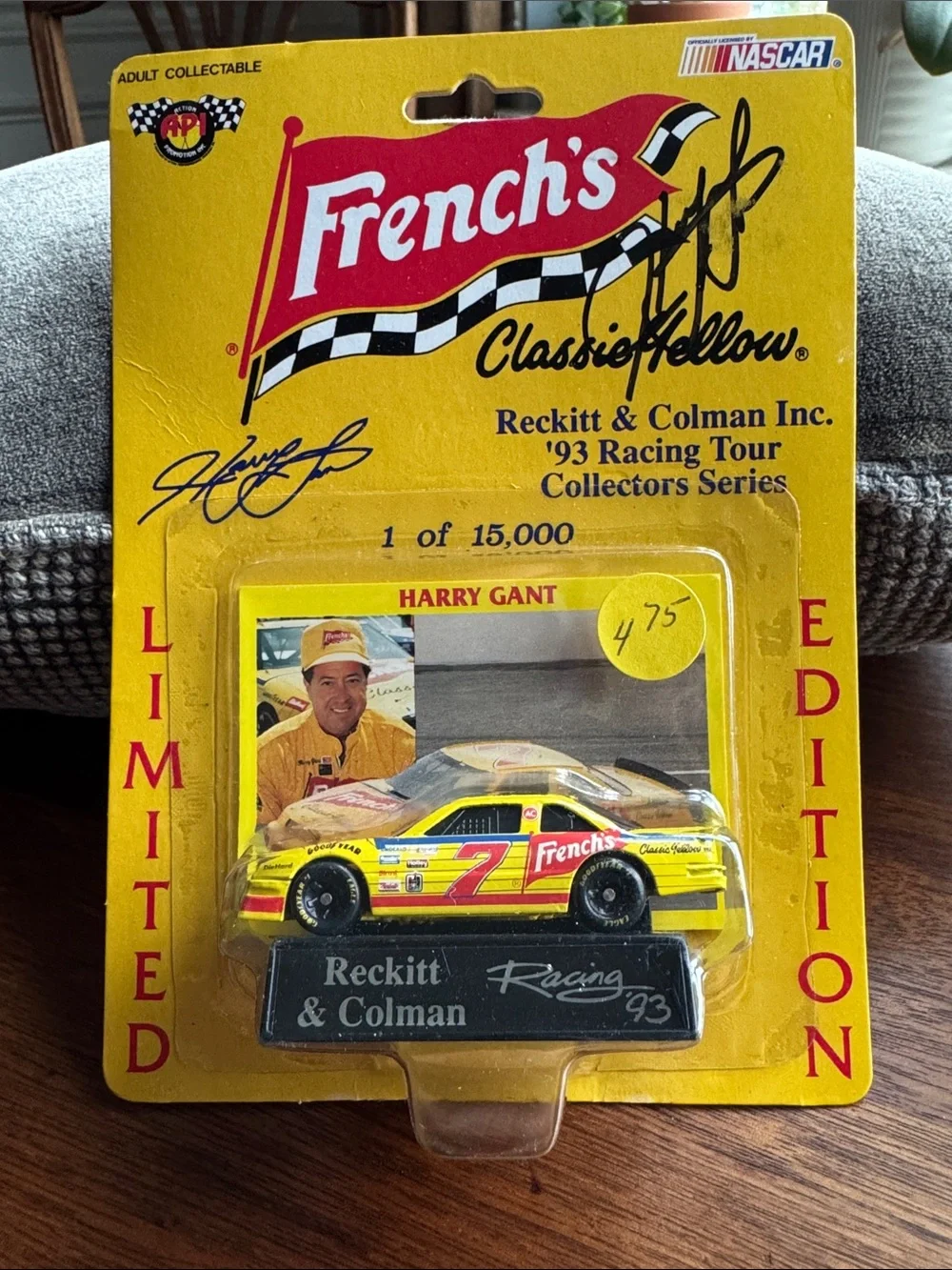 AUTOGRAPHED- Race Car - Yellow Harry Gant #7 Collectible